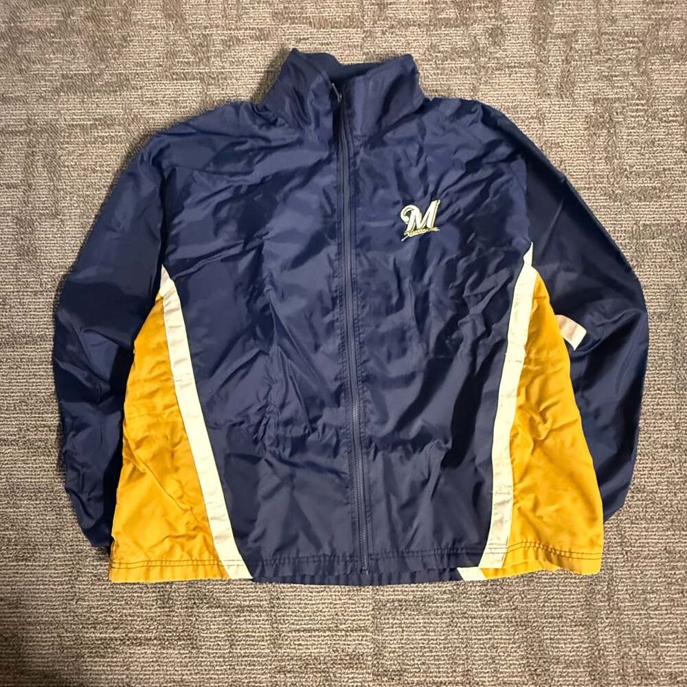 Vintage Milwaukee Brewers Majestic Athletic Full-Zip MLB Windbreaker Jacket XL